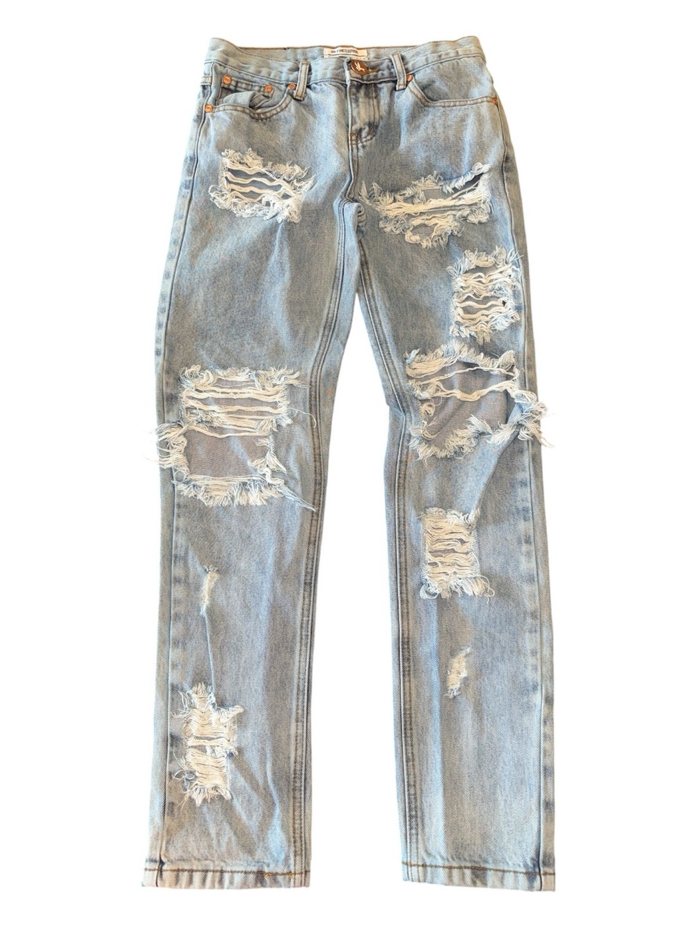 ONE X ONETEASPOON Women's Straight Leg Jeans - Light Blue